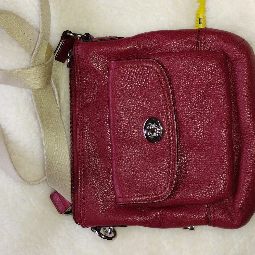 COACH PARK Dark Cherry Red Pebbled Leather